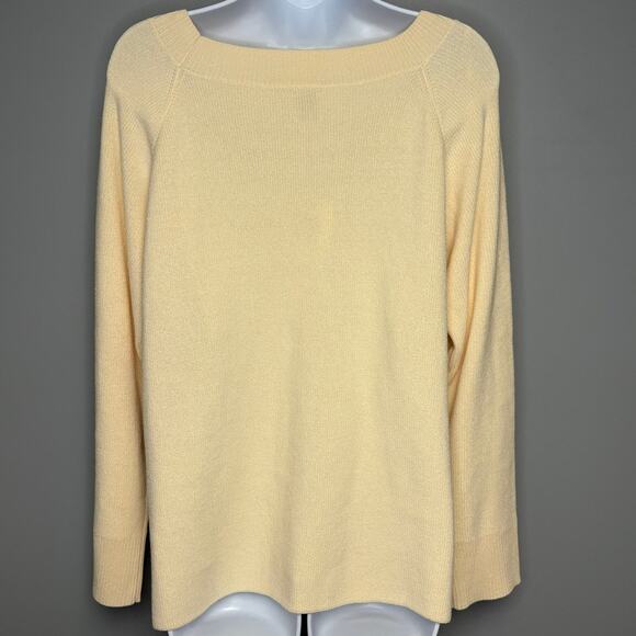 NWT Anne Klein Split Sleeve Minimalist Ivory Boat Neck Sweater Womens Sz XL - Picture 3 of 6